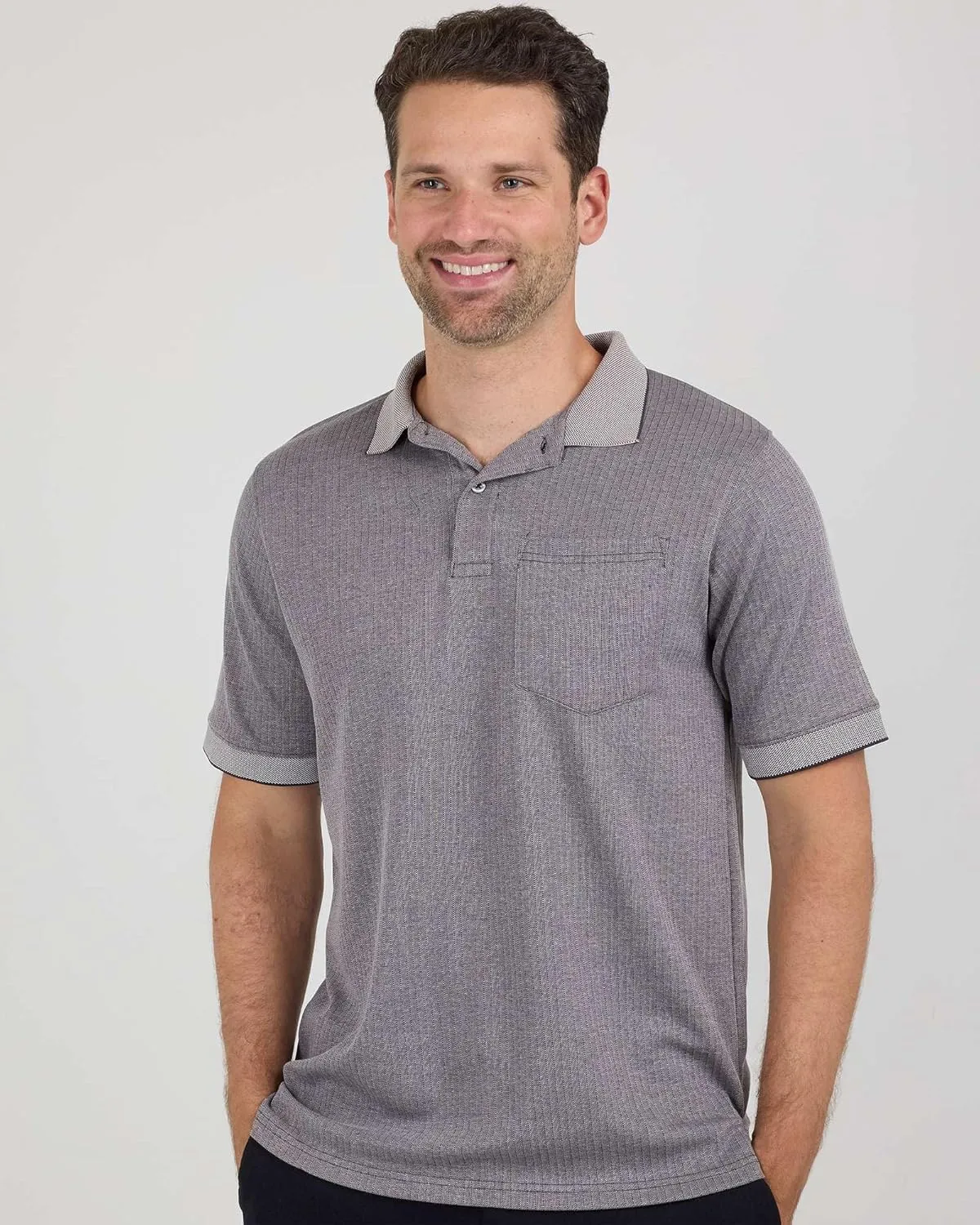 Real Essentials 3 Pack: Men's Regular-Fit Ribbed Polo Shirt with Pocket (Available in Big & Tall)