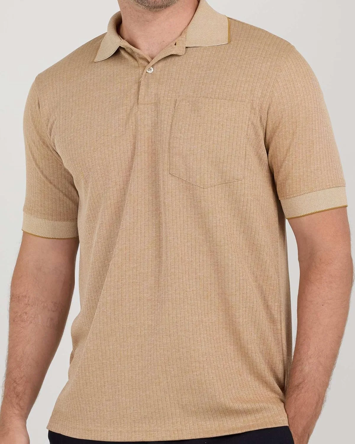 Real Essentials 3 Pack: Men's Regular-Fit Ribbed Polo Shirt with Pocket (Available in Big & Tall)