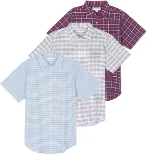 Real Essentials 3 Pack: Men's Regular-Fit Short Sleeve Woven Button Down Shirt with Pocket (Available in Big & Tall)