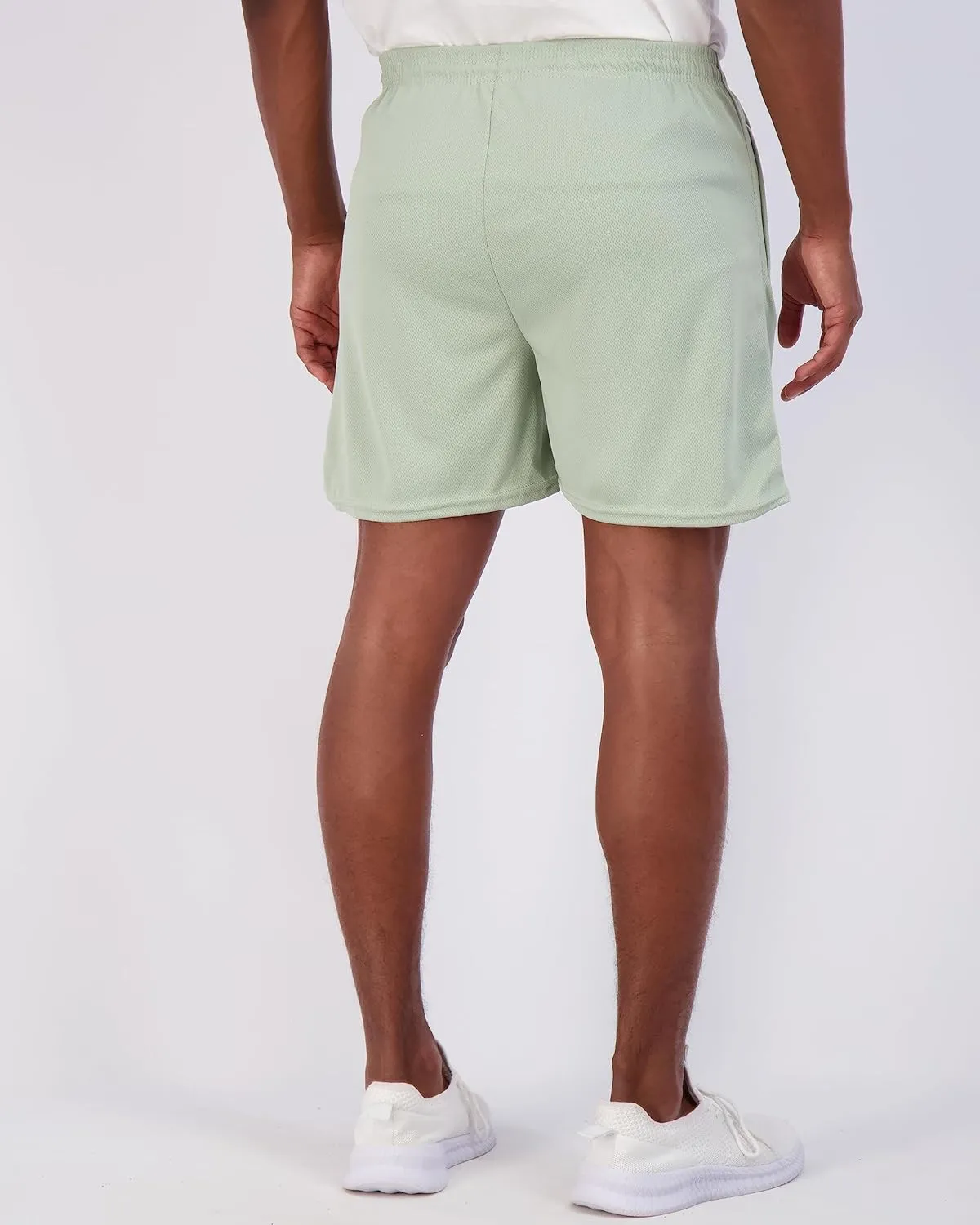 Real Essentials 4 Pack: Men's 5" Mesh Quick-Dry Athletic Running Gym Shorts with Zipper Pockets (Available in Big & Tall)