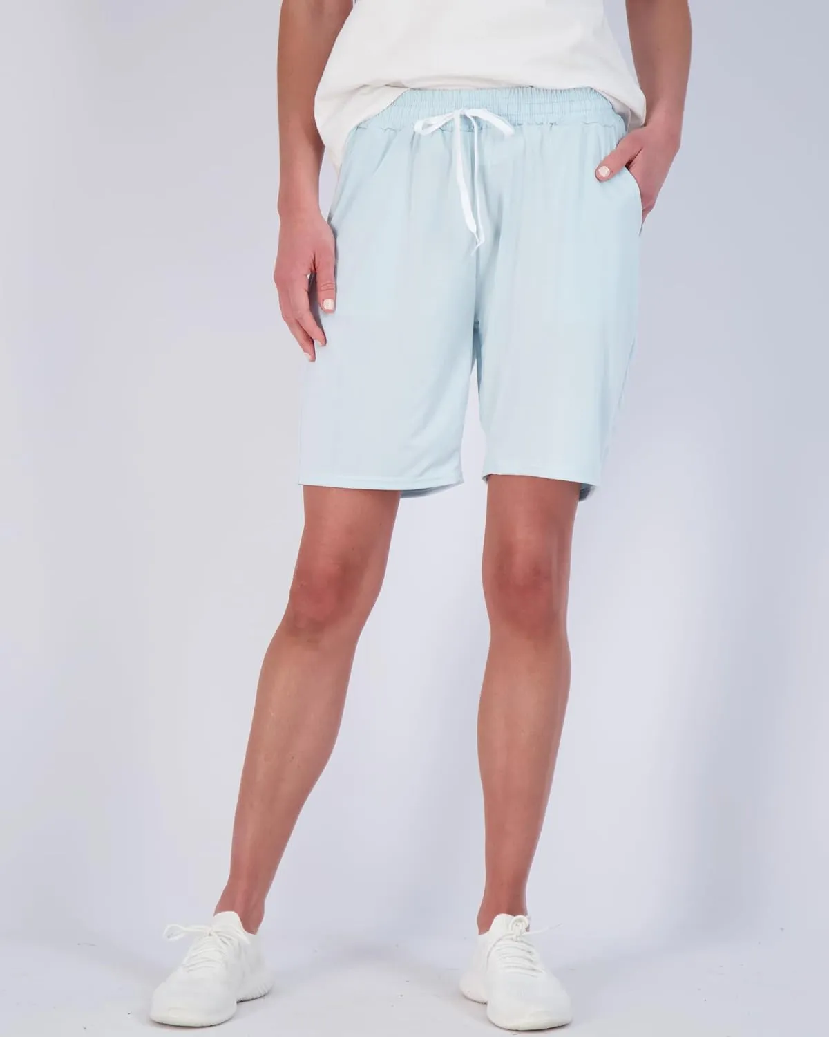 Real Essentials 4 Pack: Women's Dry-Fit Athletic 7" Bermuda Long High Waisted Running Shorts (Available in Plus Size)