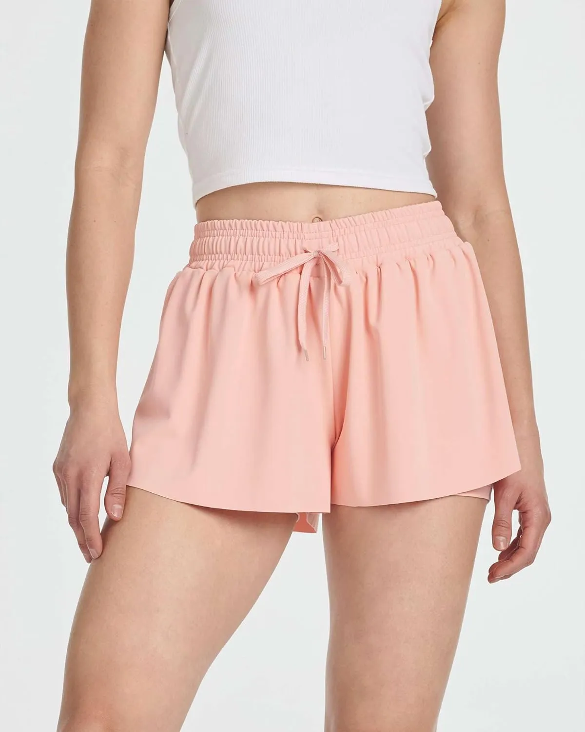 Real Essentials 4 Pack: Womens Flowy Dry Fit Running Short - Gym Yoga Workout Summer Shorts (Available in Plus Size)