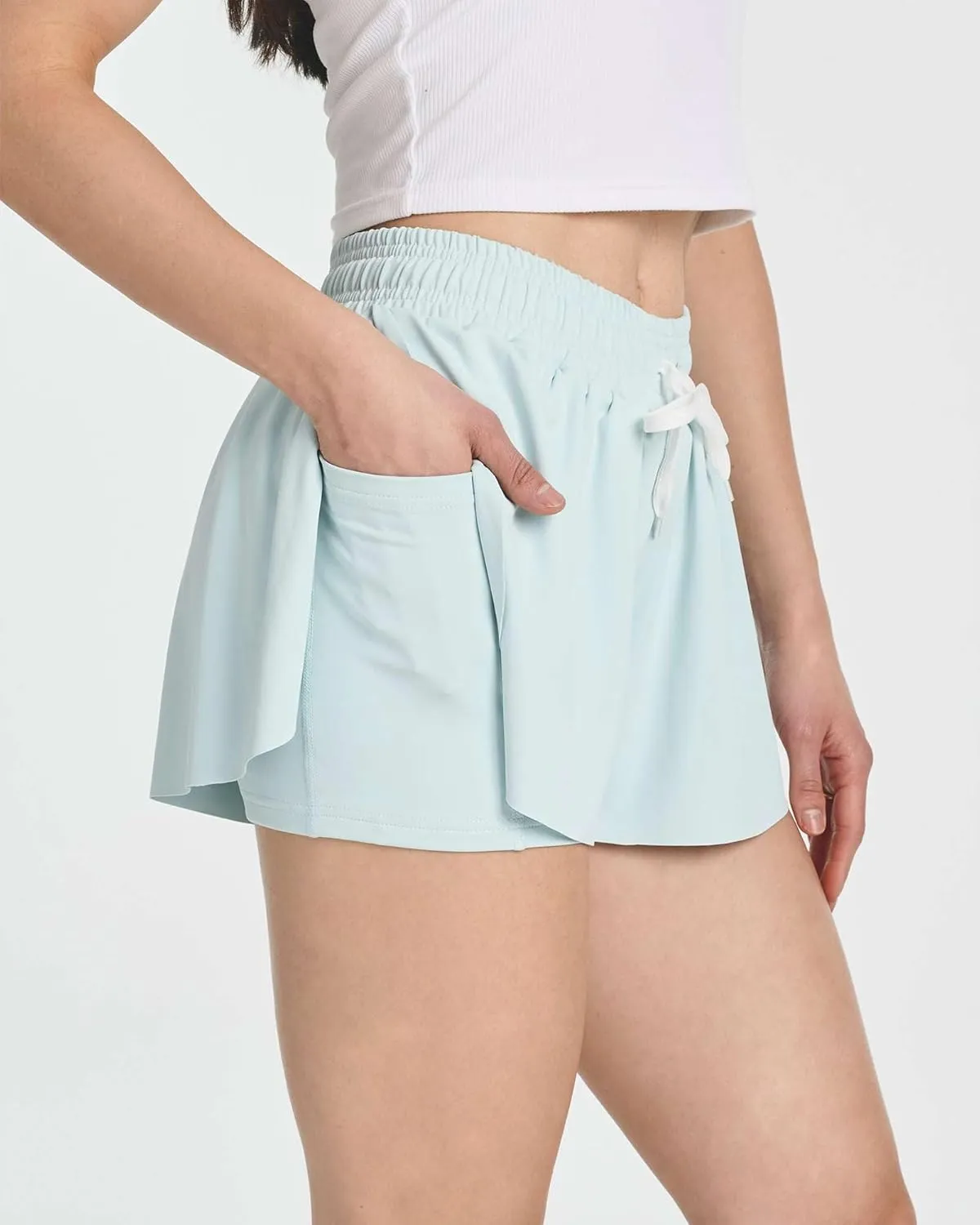 Real Essentials 4 Pack: Womens Flowy Dry Fit Running Short - Gym Yoga Workout Summer Shorts (Available in Plus Size)