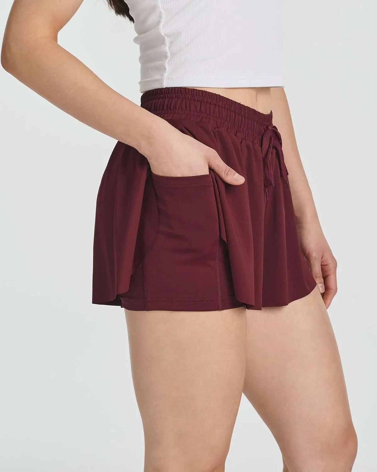 Real Essentials 4 Pack: Womens Flowy Dry Fit Running Short - Gym Yoga Workout Summer Shorts (Available in Plus Size)