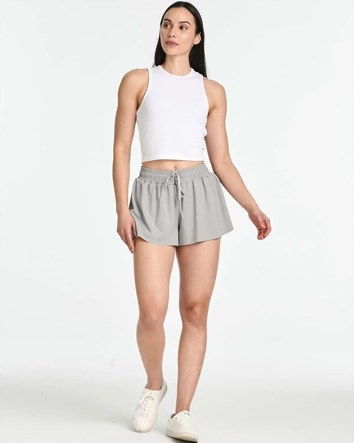 Real Essentials 4 Pack: Womens Flowy Dry Fit Running Short - Gym Yoga Workout Summer Shorts (Available in Plus Size)
