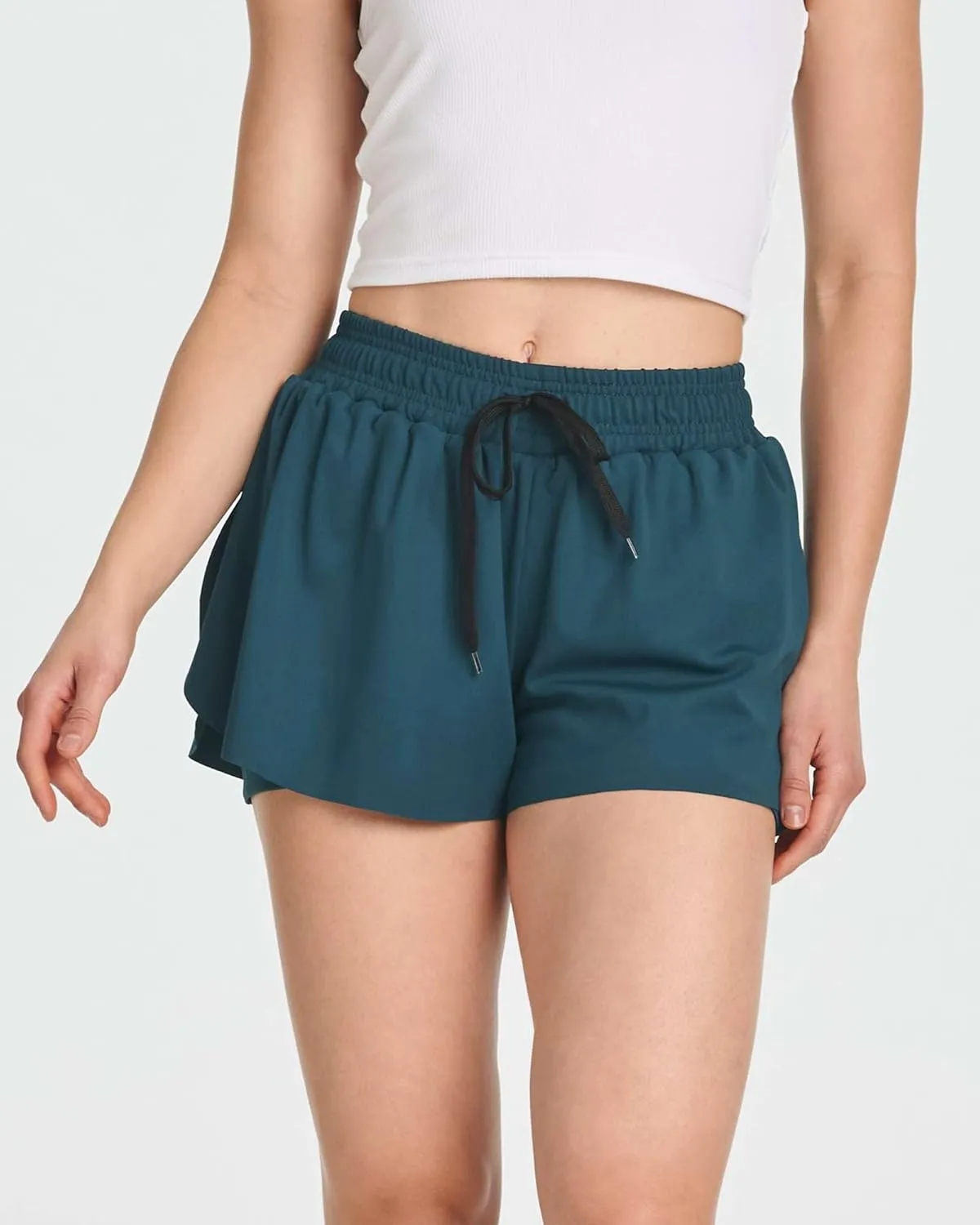Real Essentials 4 Pack: Womens Flowy Dry Fit Running Short - Gym Yoga Workout Summer Shorts (Available in Plus Size)