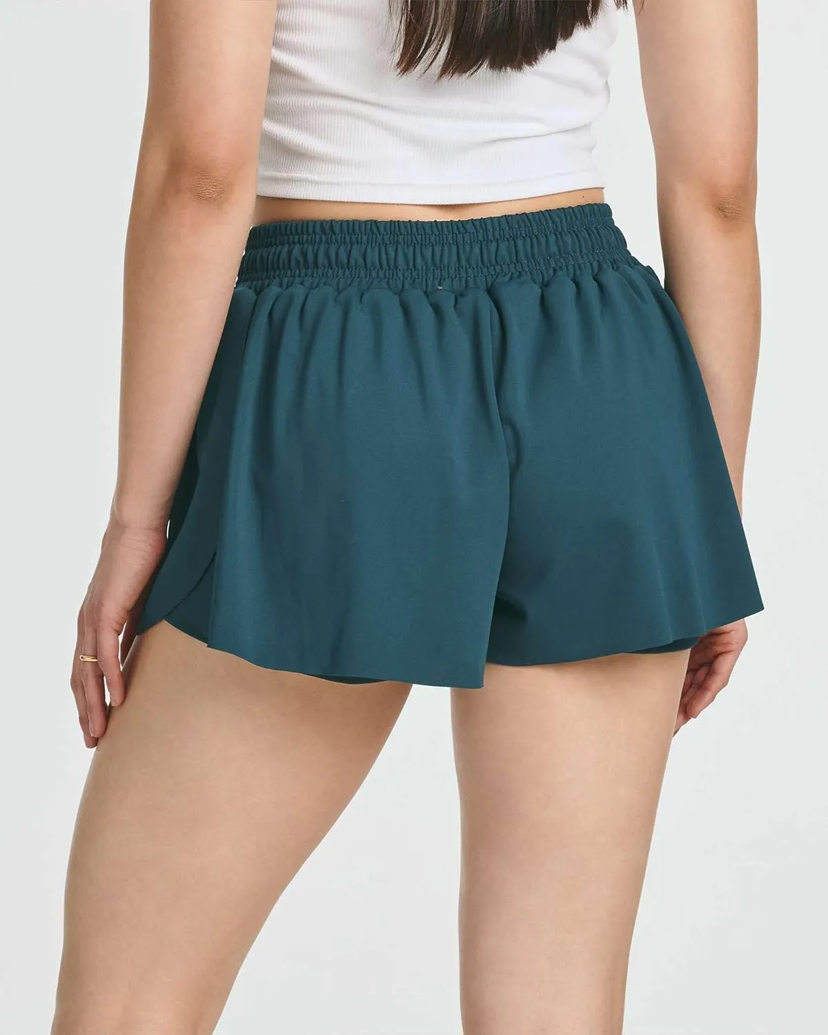 Real Essentials 4 Pack: Womens Flowy Dry Fit Running Short - Gym Yoga Workout Summer Shorts (Available in Plus Size)