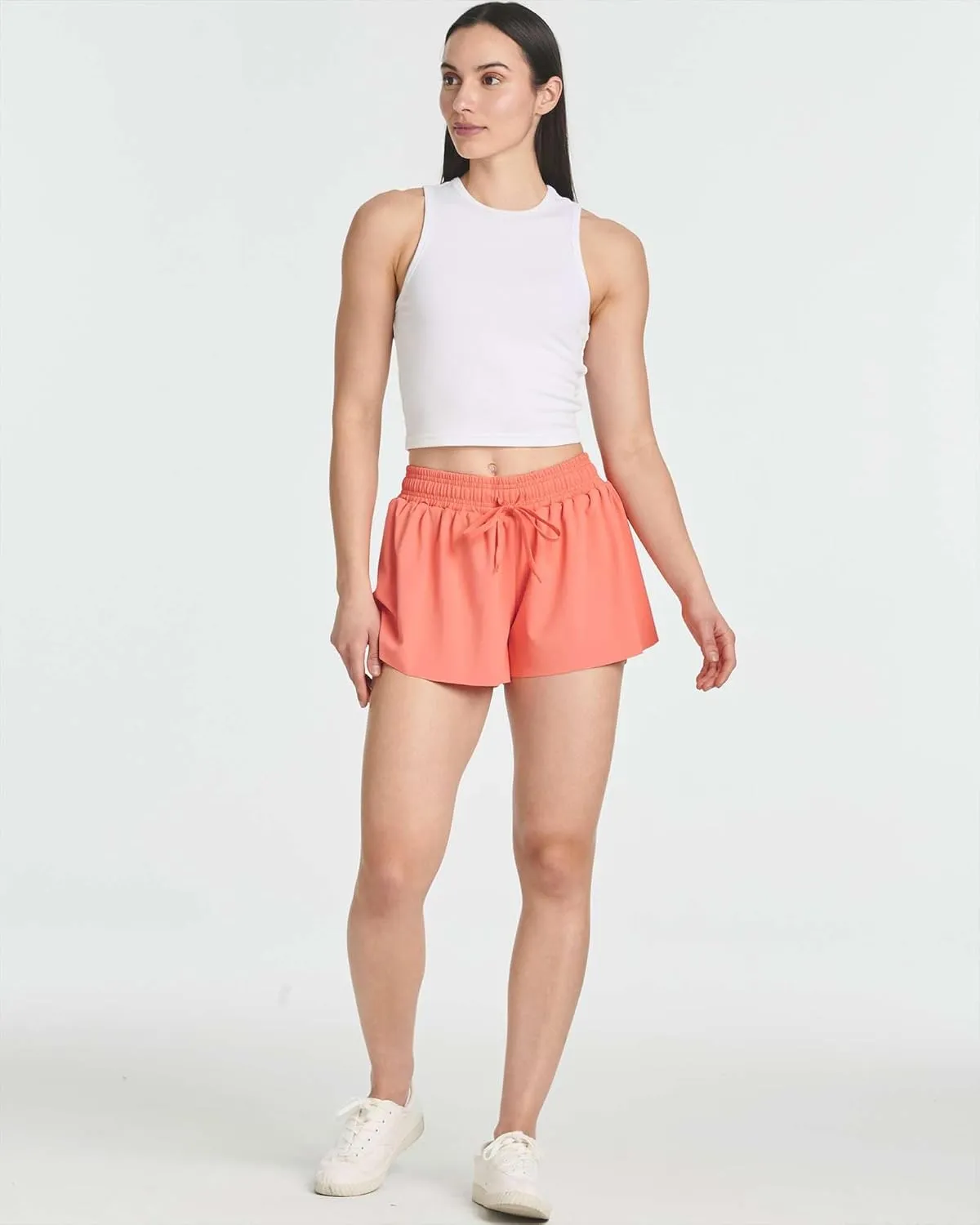 Real Essentials 4 Pack: Womens Flowy Dry Fit Running Short - Gym Yoga Workout Summer Shorts (Available in Plus Size)