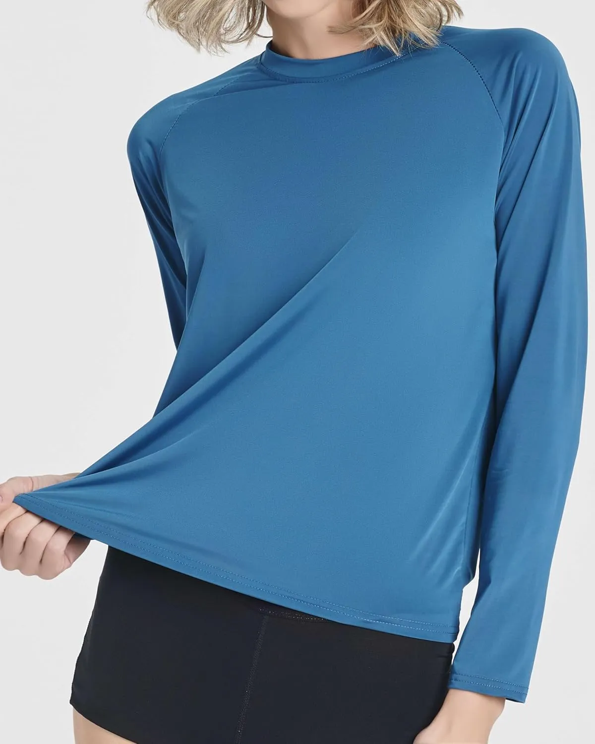 Real Essentials 4 Pack: Women's Long Sleeve Rash Guard Shirt Swimwear UPF Sun Protection Swim Workout Top (Available in Plus)