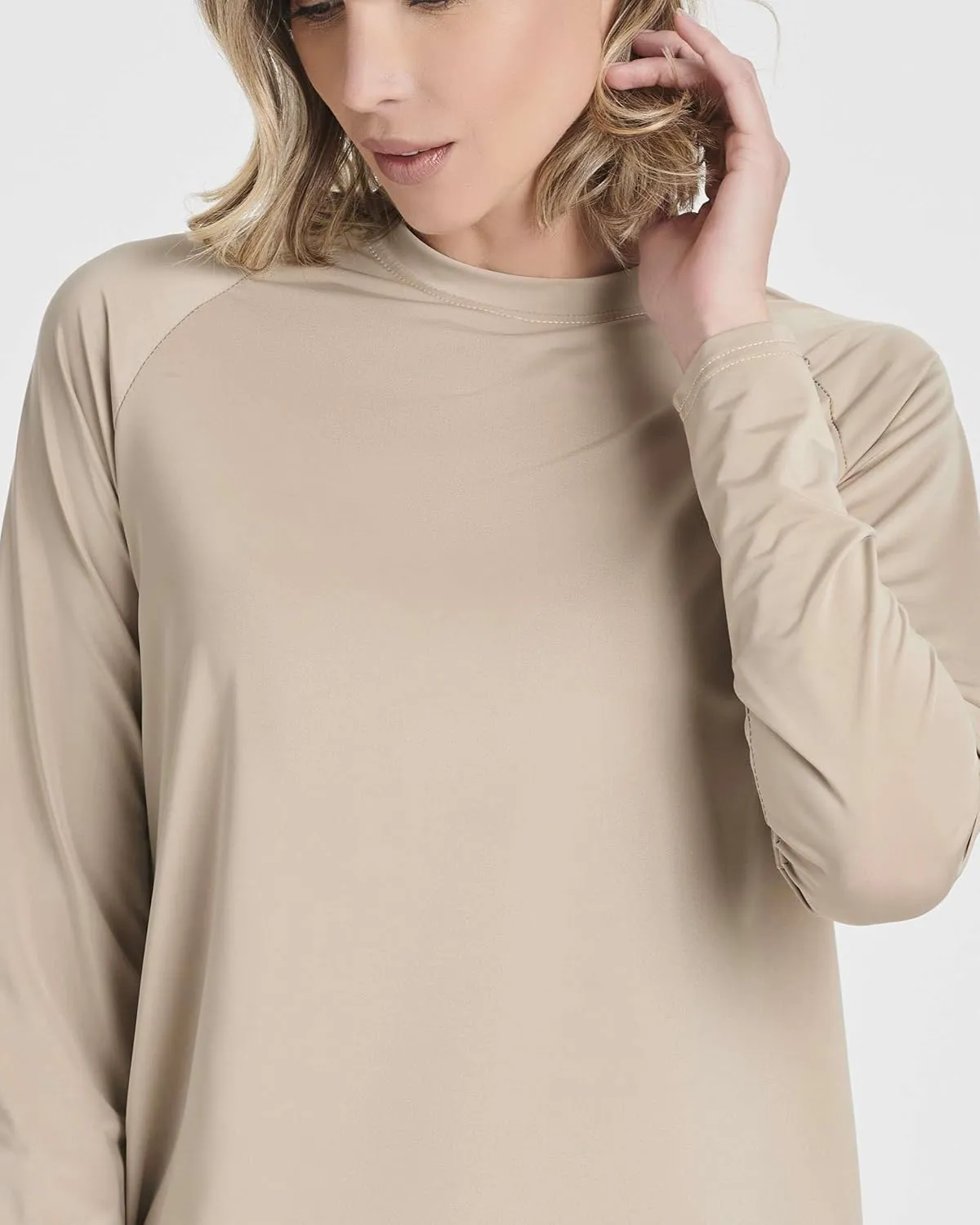 Real Essentials 4 Pack: Women's Long Sleeve Rash Guard Shirt Swimwear UPF Sun Protection Swim Workout Top (Available in Plus)