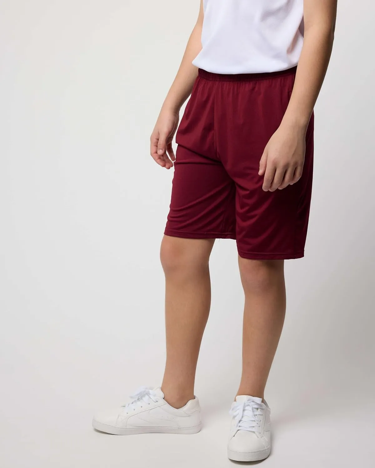 Real Essentials 5-Pack Youth Dry-Fit Active Athletic Basketball Gym Shorts with Pockets Boys & Girls
