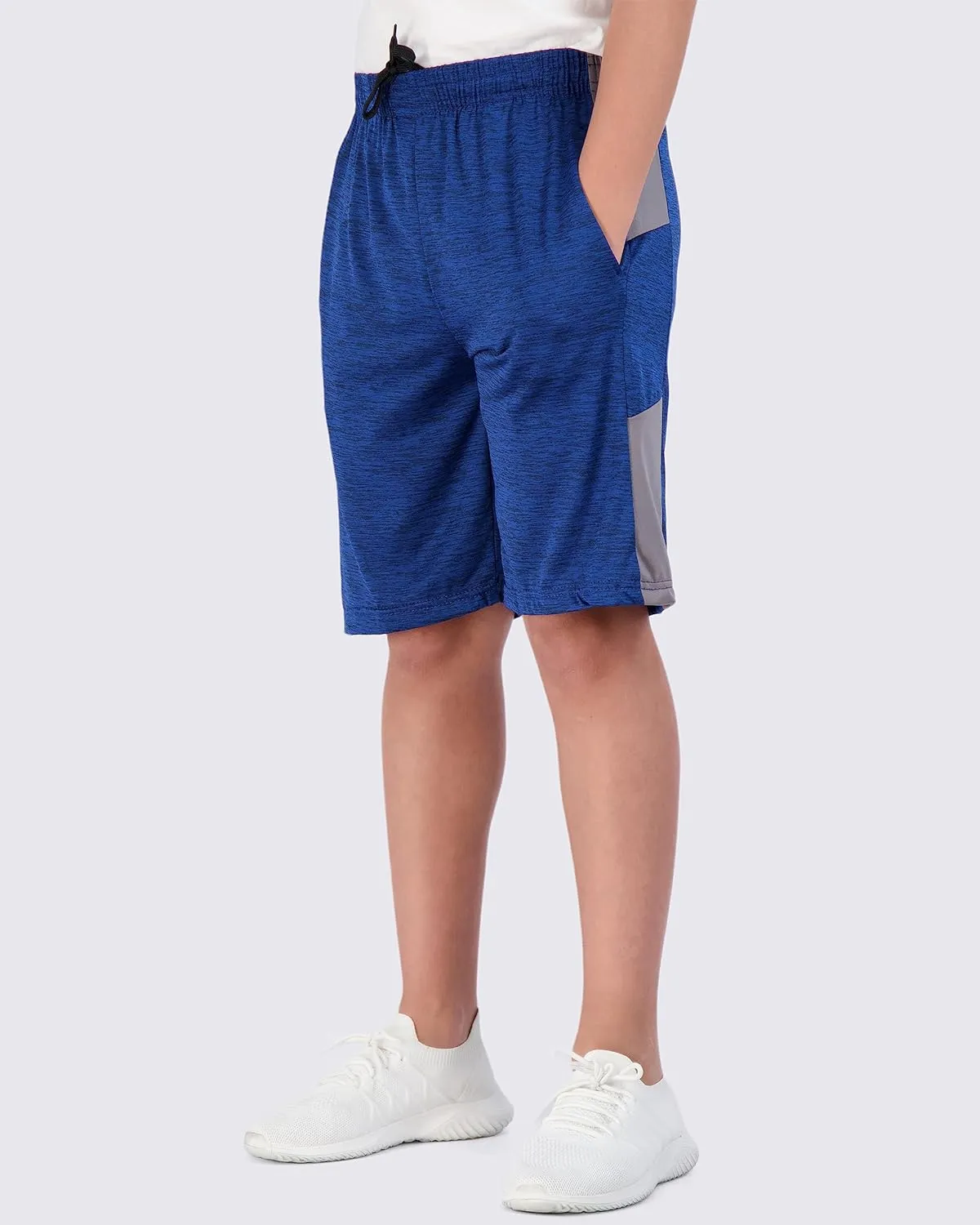 Real Essentials 5-Pack Youth Dry-Fit Active Athletic Basketball Gym Shorts with Pockets Boys & Girls