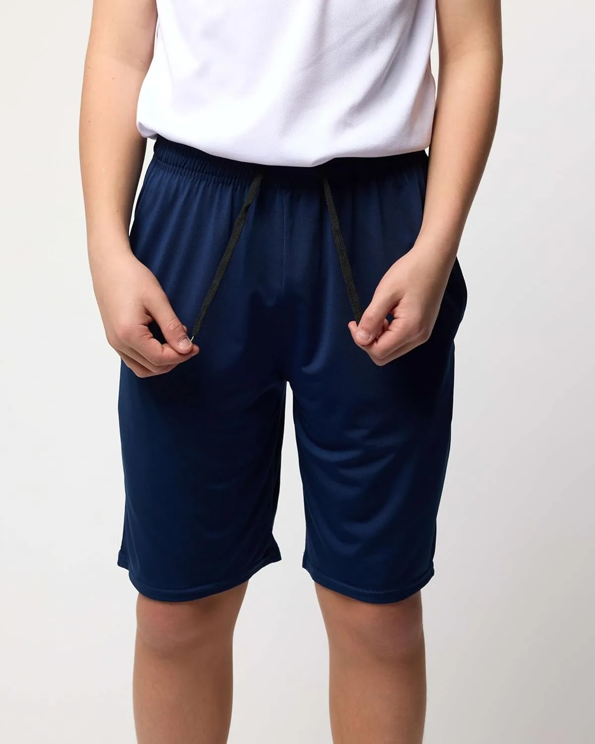 Real Essentials 5-Pack Youth Dry-Fit Active Athletic Basketball Gym Shorts with Pockets Boys & Girls