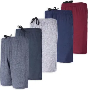 Real Essentials 5-Pack Youth Dry-Fit Active Athletic Basketball Gym Shorts with Pockets Boys & Girls