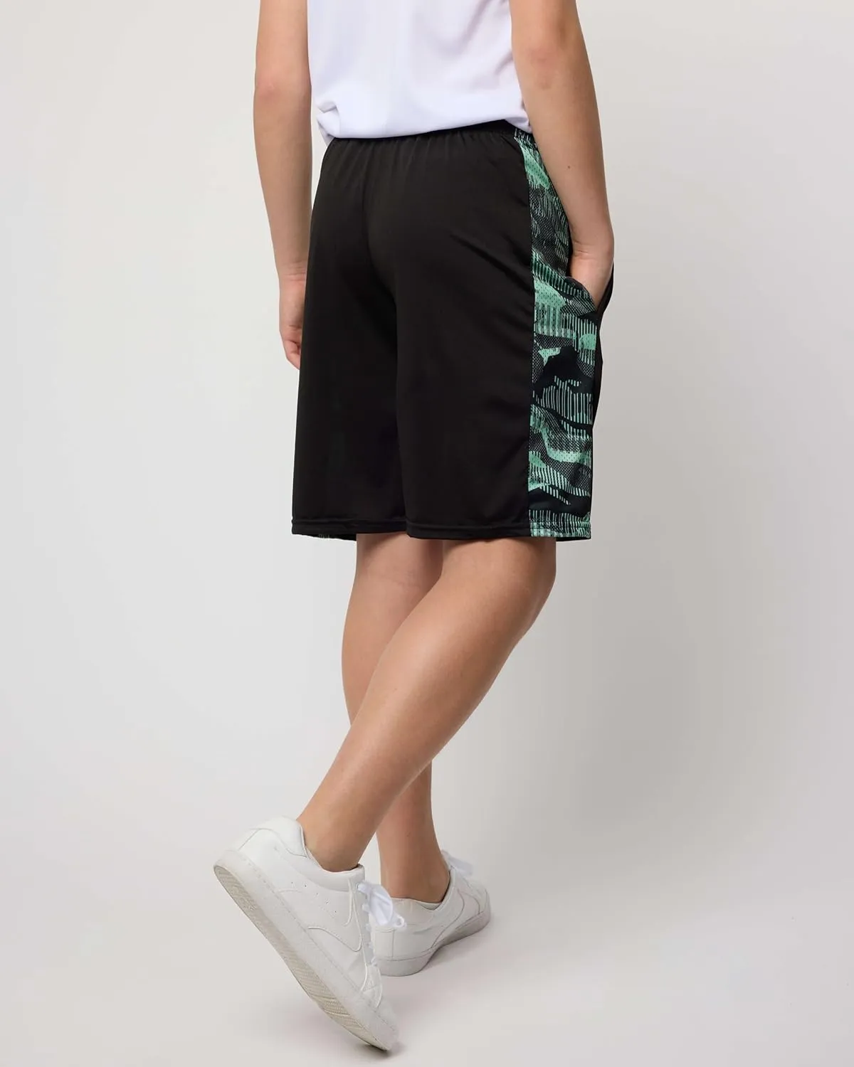 Real Essentials 5-Pack Youth Dry-Fit Active Athletic Basketball Gym Shorts with Pockets Boys & Girls