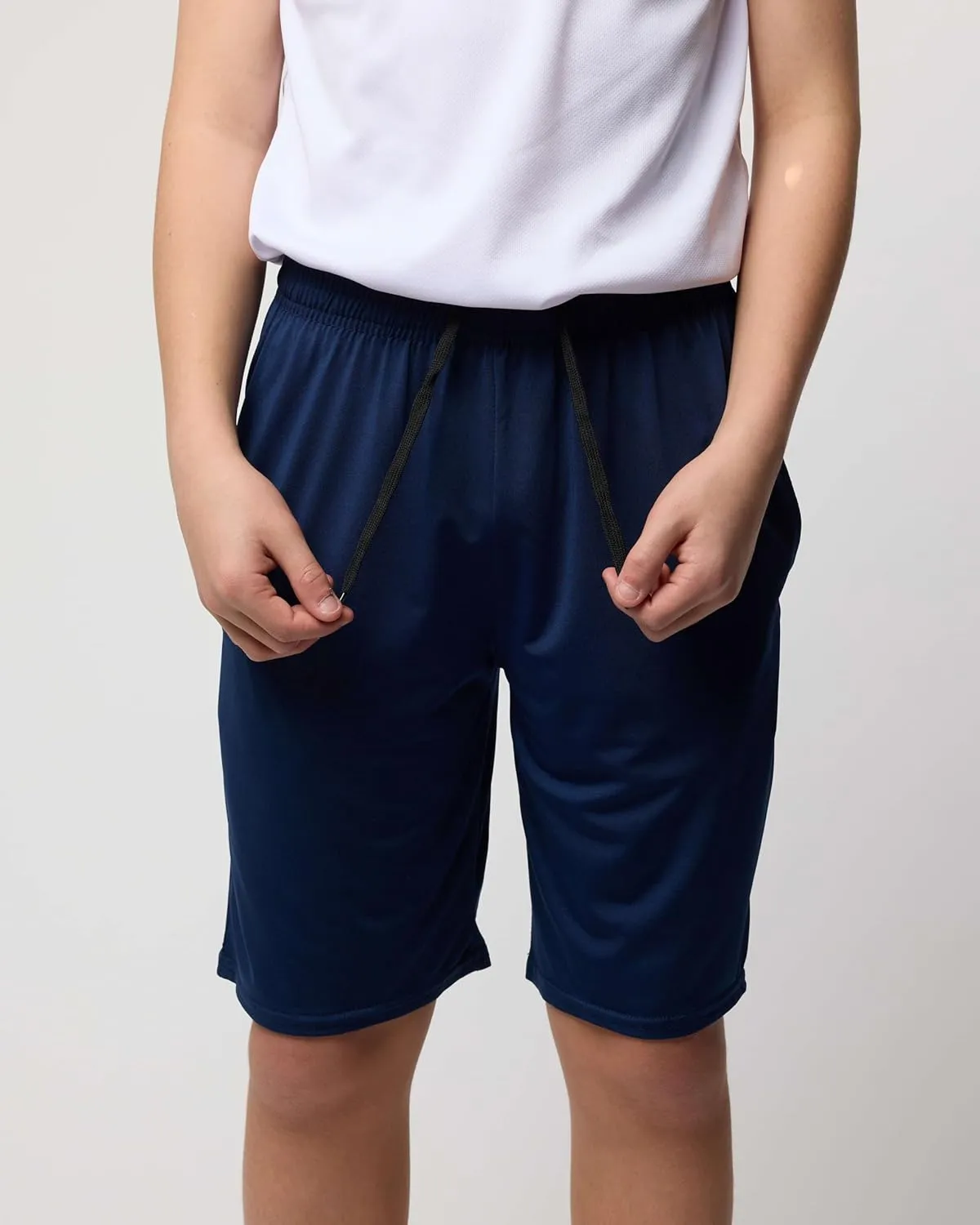 Real Essentials 5-Pack Youth Dry-Fit Active Athletic Basketball Gym Shorts with Pockets Boys & Girls