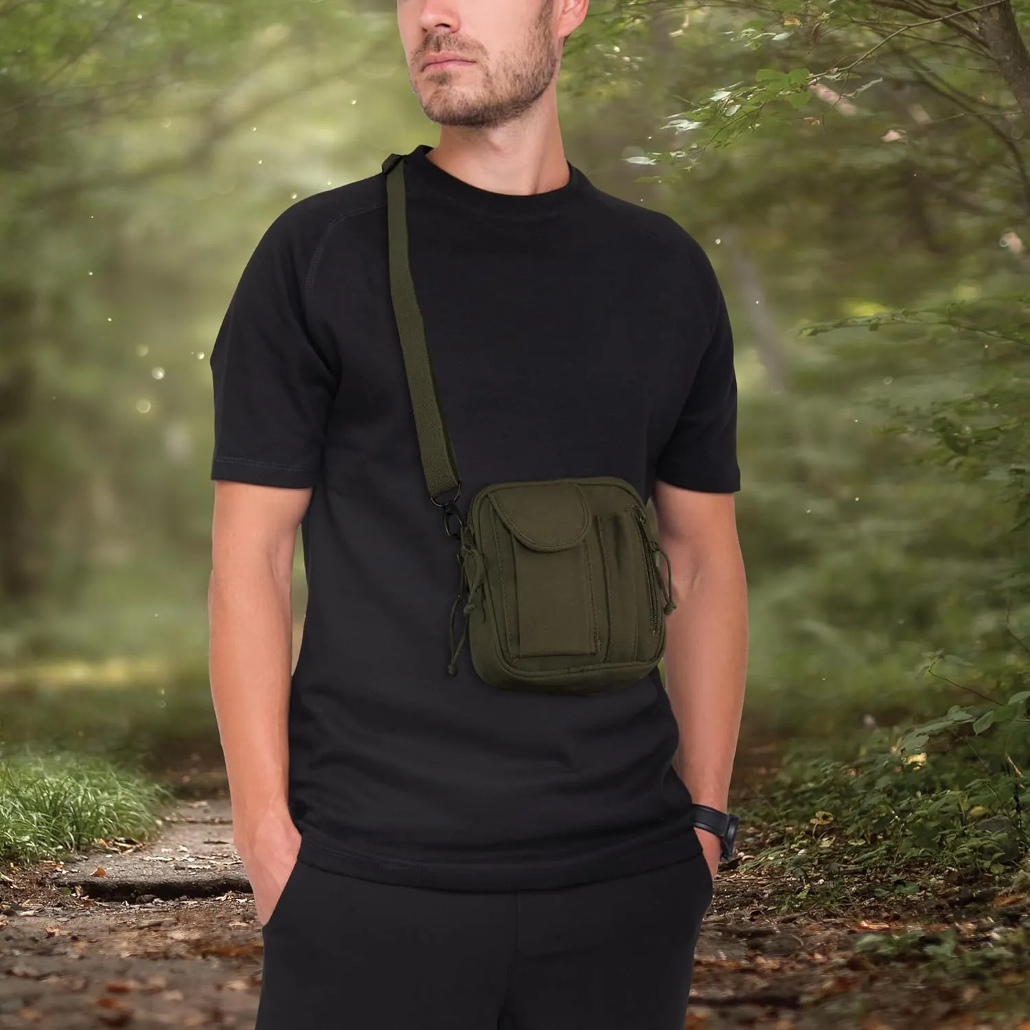 Rothco Excursion Organizer Shoulder Bag  Canvas Crossbody EDC Travel Bag 2L Storage