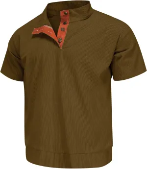 RTTUIOP Collared Shirt Men Polo Shirts Short Sleeve V Neck Button Down Casual Quick Dry Moisture Wicking Slim Fit Golf Shirts
