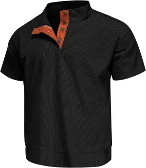 RTTUIOP Collared Shirt Men Polo Shirts Short Sleeve V Neck Button Down Casual Quick Dry Moisture Wicking Slim Fit Golf Shirts