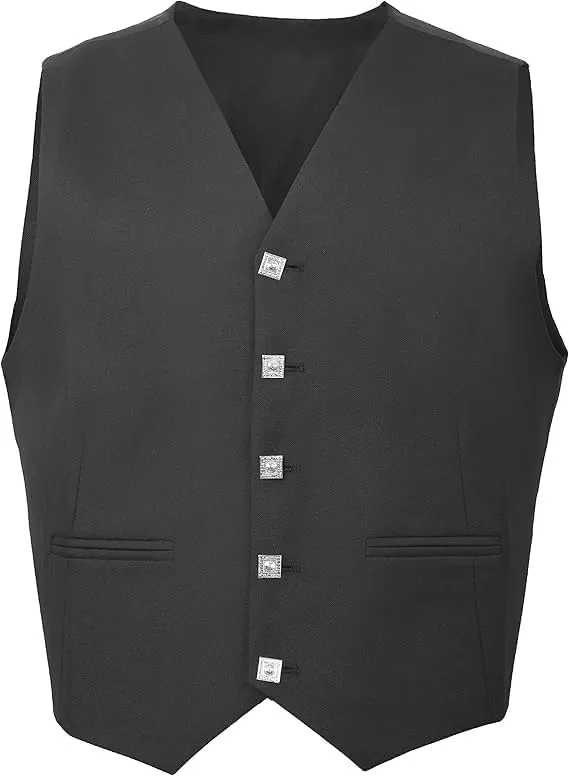 Scottish Black 5 Buttons Argyle Waistcoat/Vest