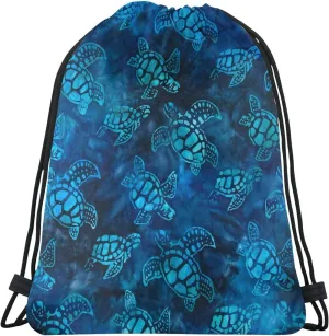 Sea Turtle Drawstring Bags Watercolor Blue Sea Turtle Nautical Coastal Sea Animal Underwater World Print String Bag for Women Men Cute Sport Gym Sack Casual Backpack for Yoga Travel