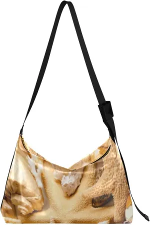 Seashells Starfish Summer Hobo Crossbody Bags for Women Leather Large Shoulder Bag Cross Body Coastal Marine Ocean Trendy Womens Tote Bags Handbag for Travel Shopping