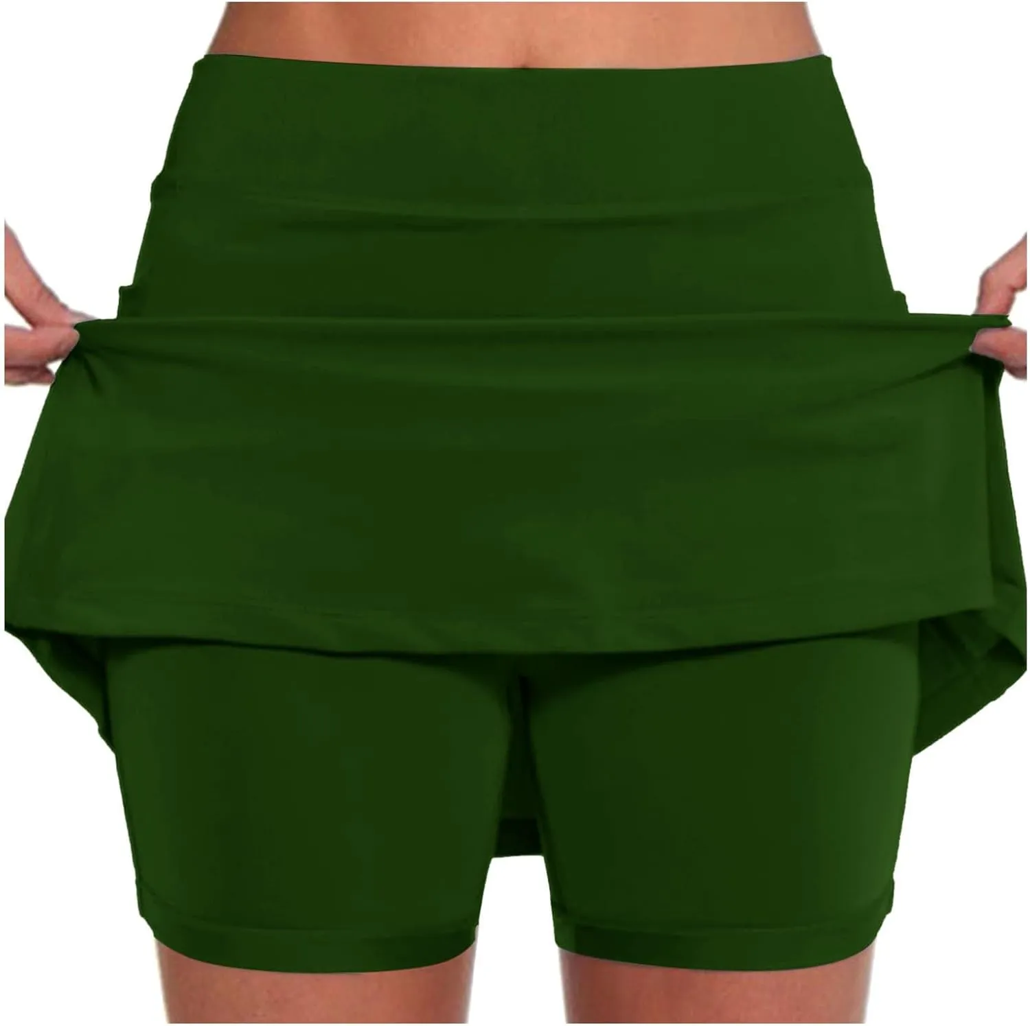 Skorts for Woman High Waisted Stretch Slimming Athletic Yoga Tummy Control Shorts Running Gym Workout Skirt with Pockets