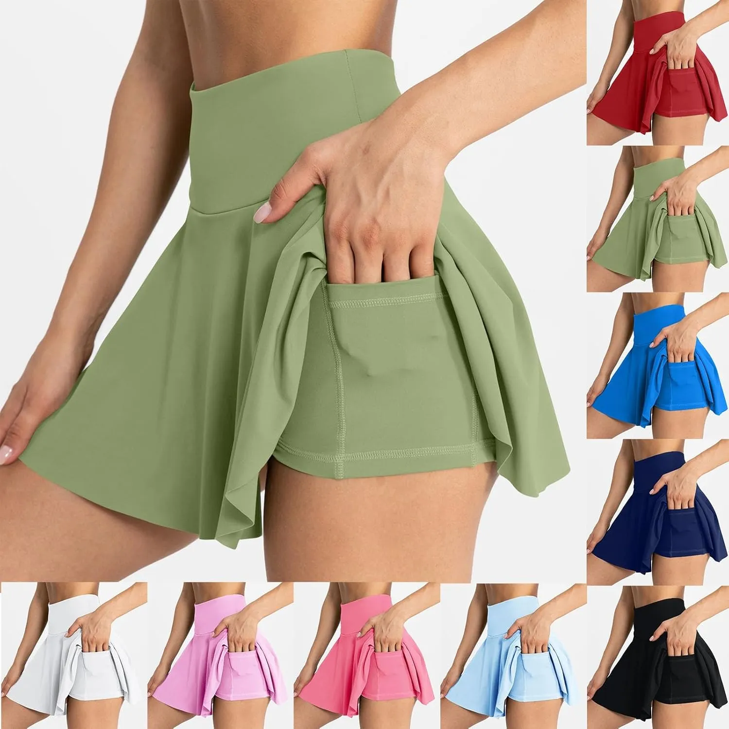 Skorts for Woman Plus Size High Waisted Womens Tennis Skirt with Shorts Underneath Women's Skorts with Pockets