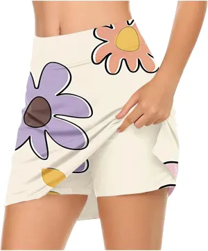 Skorts for Women Dressy Casual Floral Printed Skirts Summer High Waisted Shorts Skort Ladies Athletic Tennis Clothes