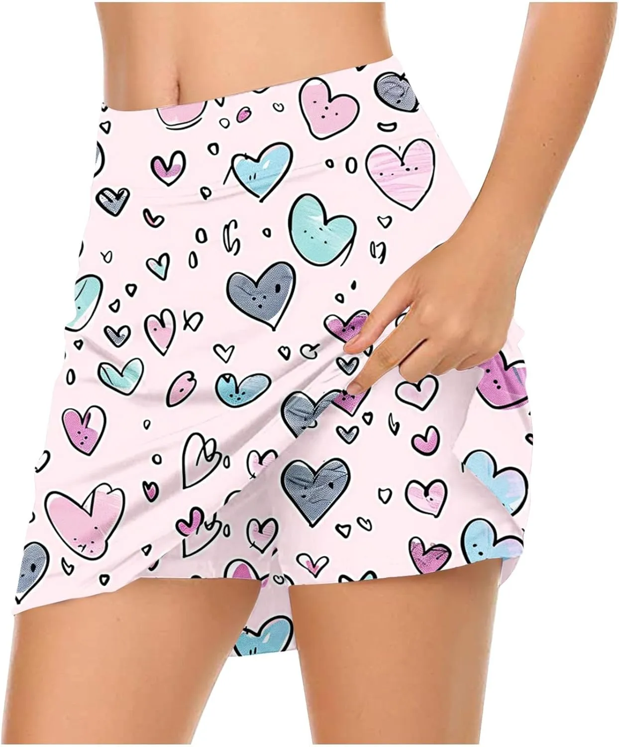 Skorts for Women Dressy Casual Floral Printed Skirts Summer High Waisted Shorts Skort Ladies Athletic Tennis Clothes
