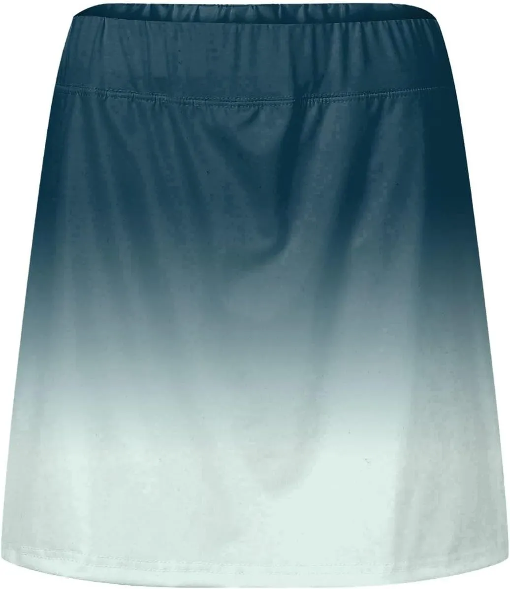 Skorts for Women Fashion Gradient Skirt with Built-in Shorts Summer Gym Athletic Running Skort Vacation Clothes 2025