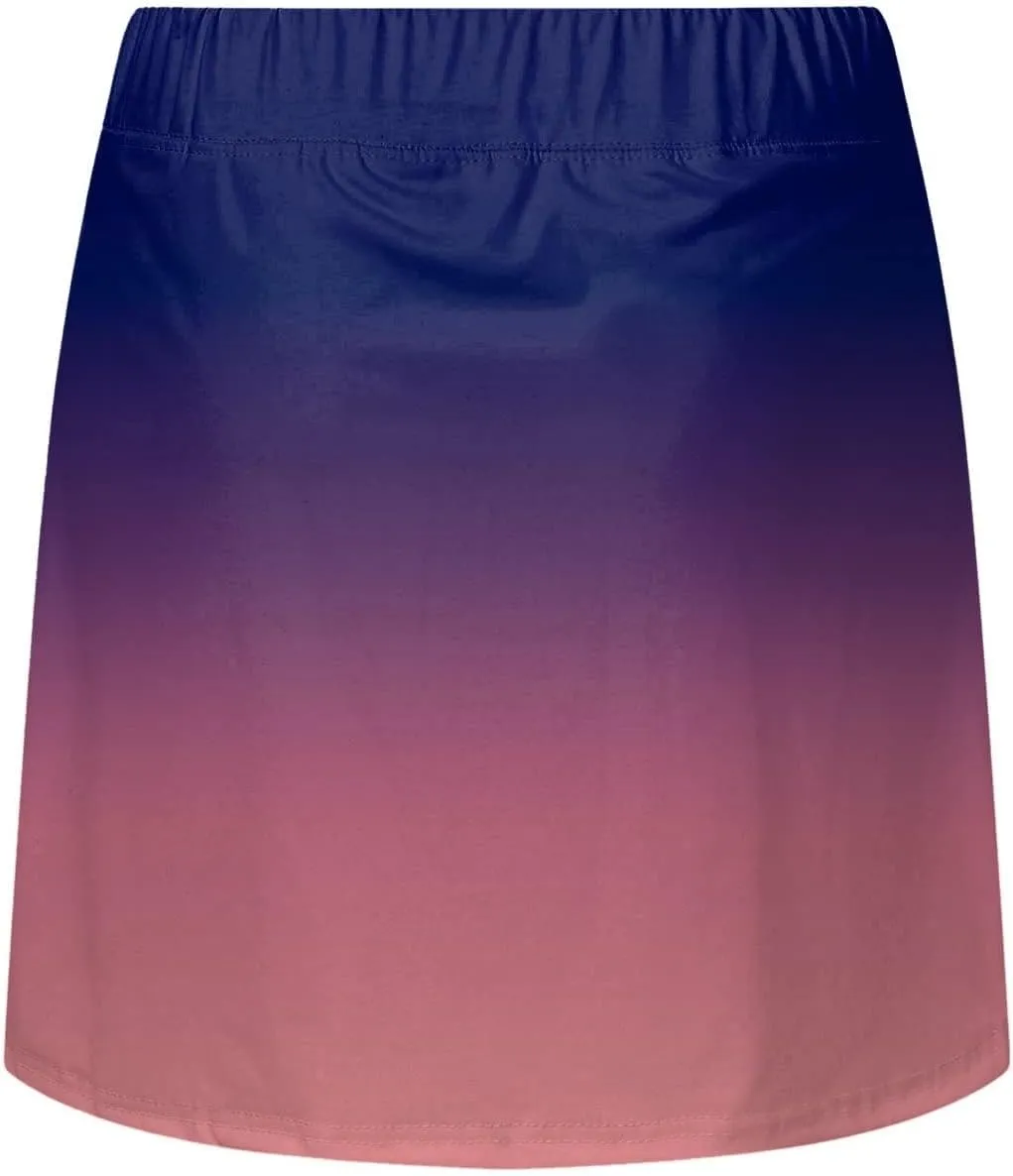 Skorts for Women Fashion Gradient Skirt with Built-in Shorts Summer Gym Athletic Running Skort Vacation Clothes 2025