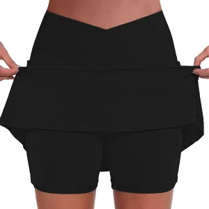 Skorts for Women with Pockets High Waist Tummy Control Yoga Shorts Dressy Casual Athletic Tennis Mini Short Skirts