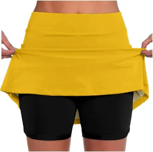 Skorts for Women with Pockets Tummy Control Plus Size Skort High Waist Tennis Sports Skirt with Shorts Underneath