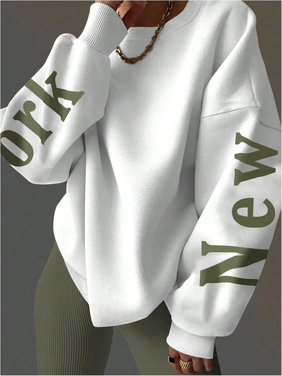 SOLY HUX Women's Oversized Preppy Sweatshirts Letter Graphic Crew Neck Long Sleeve Pullover Tops