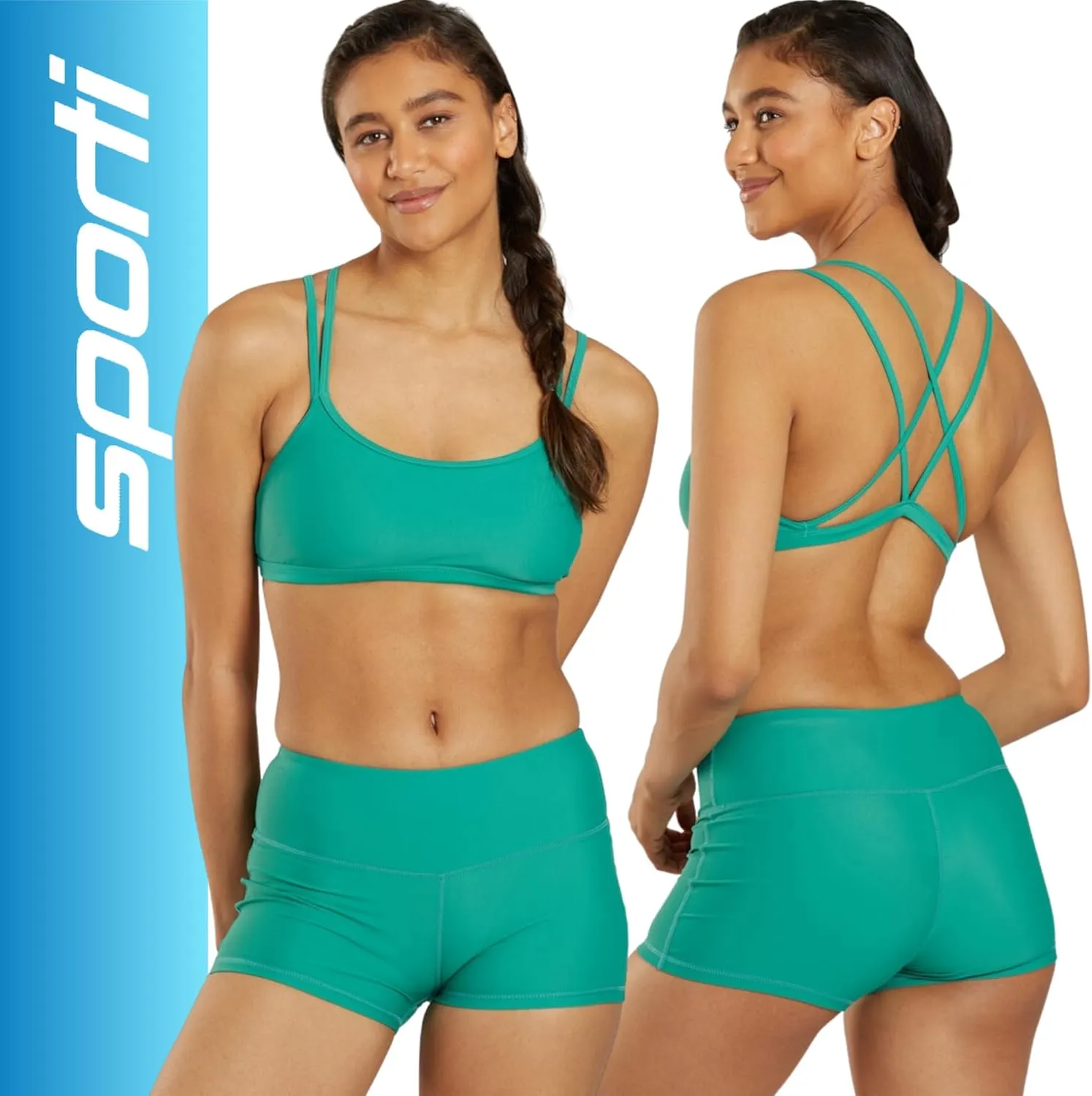 Sporti Women's High Waisted Swim Shorts, 2.25"/ 4.5"/ 8" Inseam Swimming Boyshort, UPF 50 Women's Board Shorts, Tummy Control