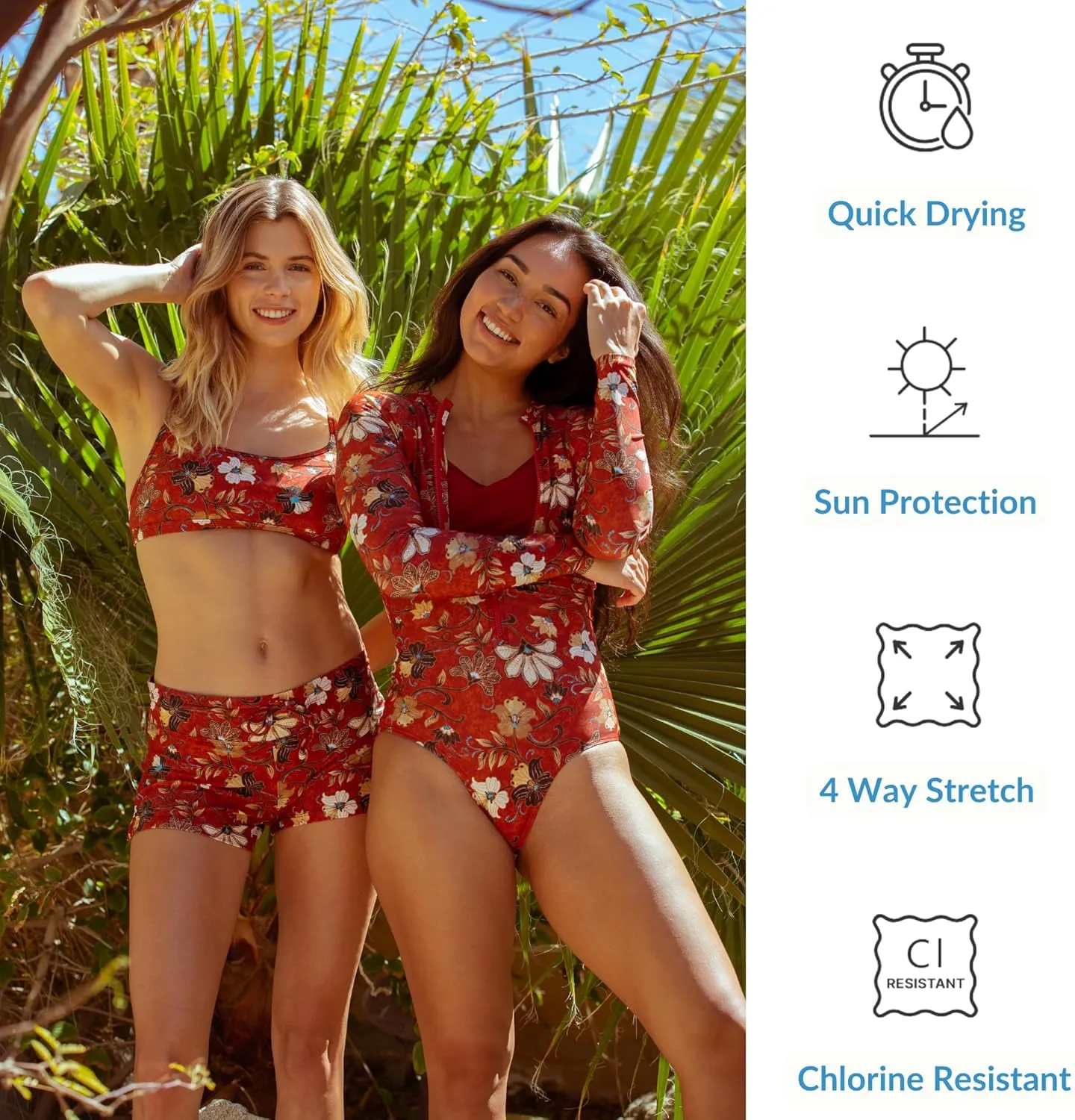 Sporti Women's High Waisted Swim Shorts, 2.25"/ 4.5"/ 8" Inseam Swimming Boyshort, UPF 50 Women's Board Shorts, Tummy Control