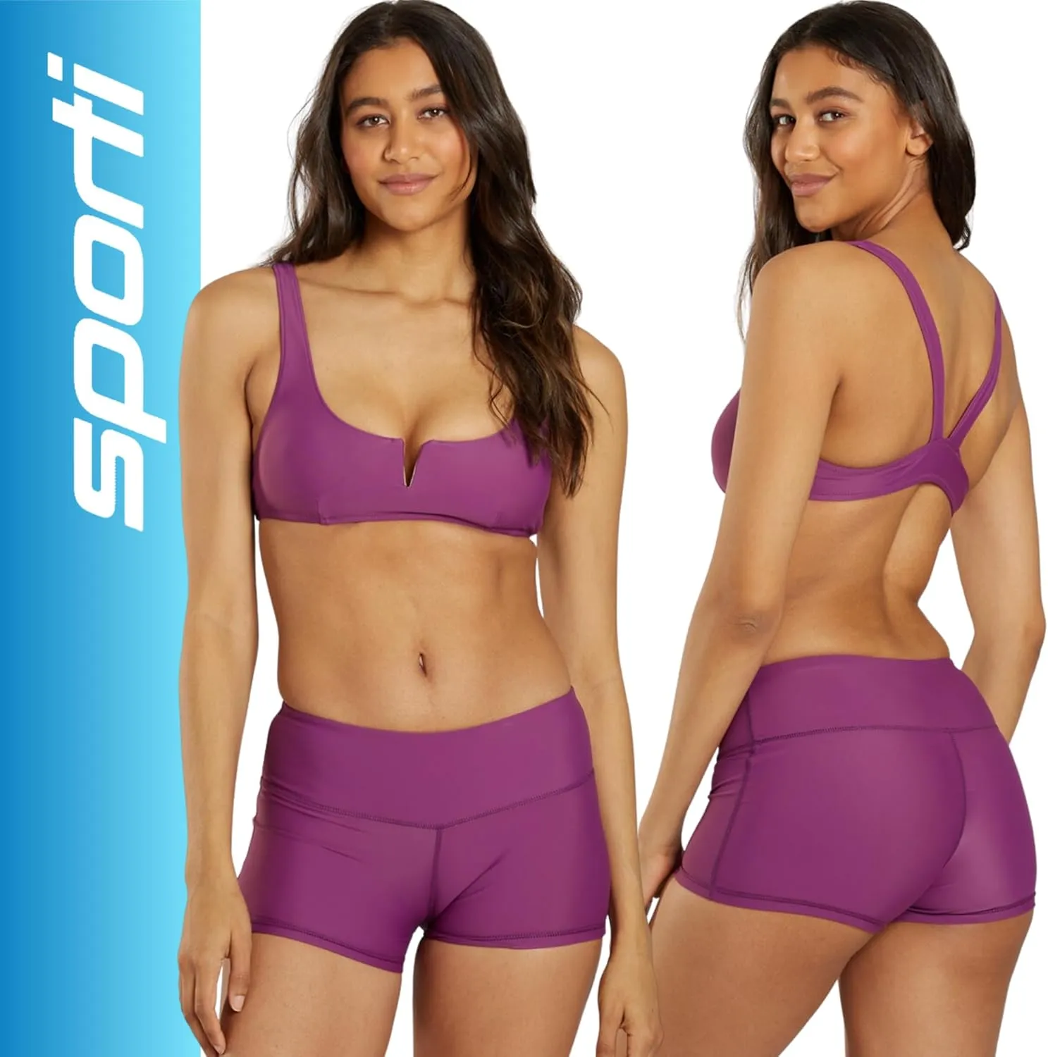 Sporti Women's High Waisted Swim Shorts, 2.25"/ 4.5"/ 8" Inseam Swimming Boyshort, UPF 50 Women's Board Shorts, Tummy Control