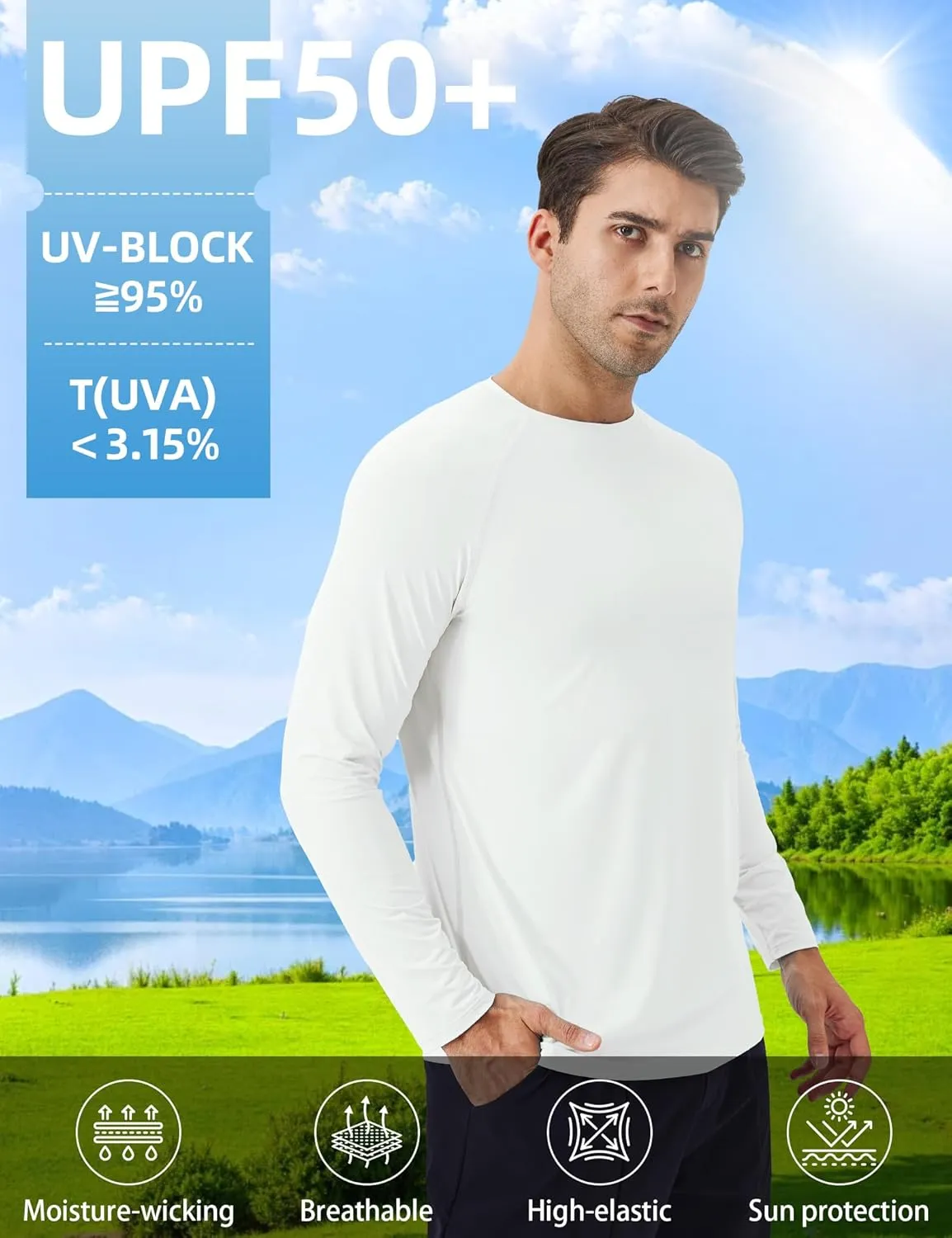 SPVISE Men's Long Sleeve Shirts UPF 50  UV Sun Protection Athletic Shirts Quick Dry Rash Guard Fishing Running T-Shirt Tops