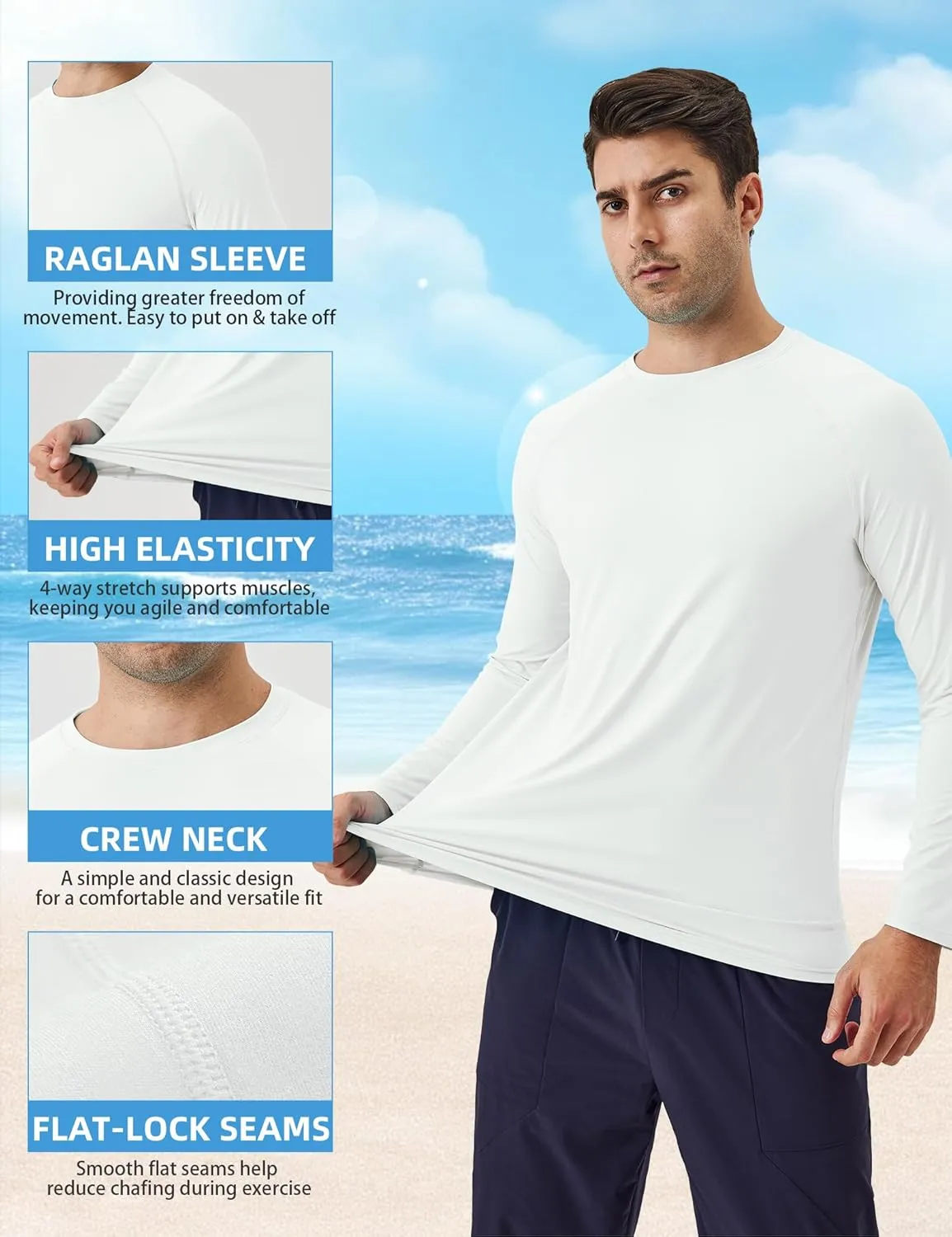 SPVISE Men's Long Sleeve Shirts UPF 50  UV Sun Protection Athletic Shirts Quick Dry Rash Guard Fishing Running T-Shirt Tops