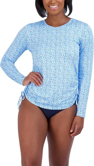 Stella Parker Women's Standard Long Sleeve Rashguard Adjustable Side Tie UPF 30  Sun Protection Quick Dry Swim Shirt