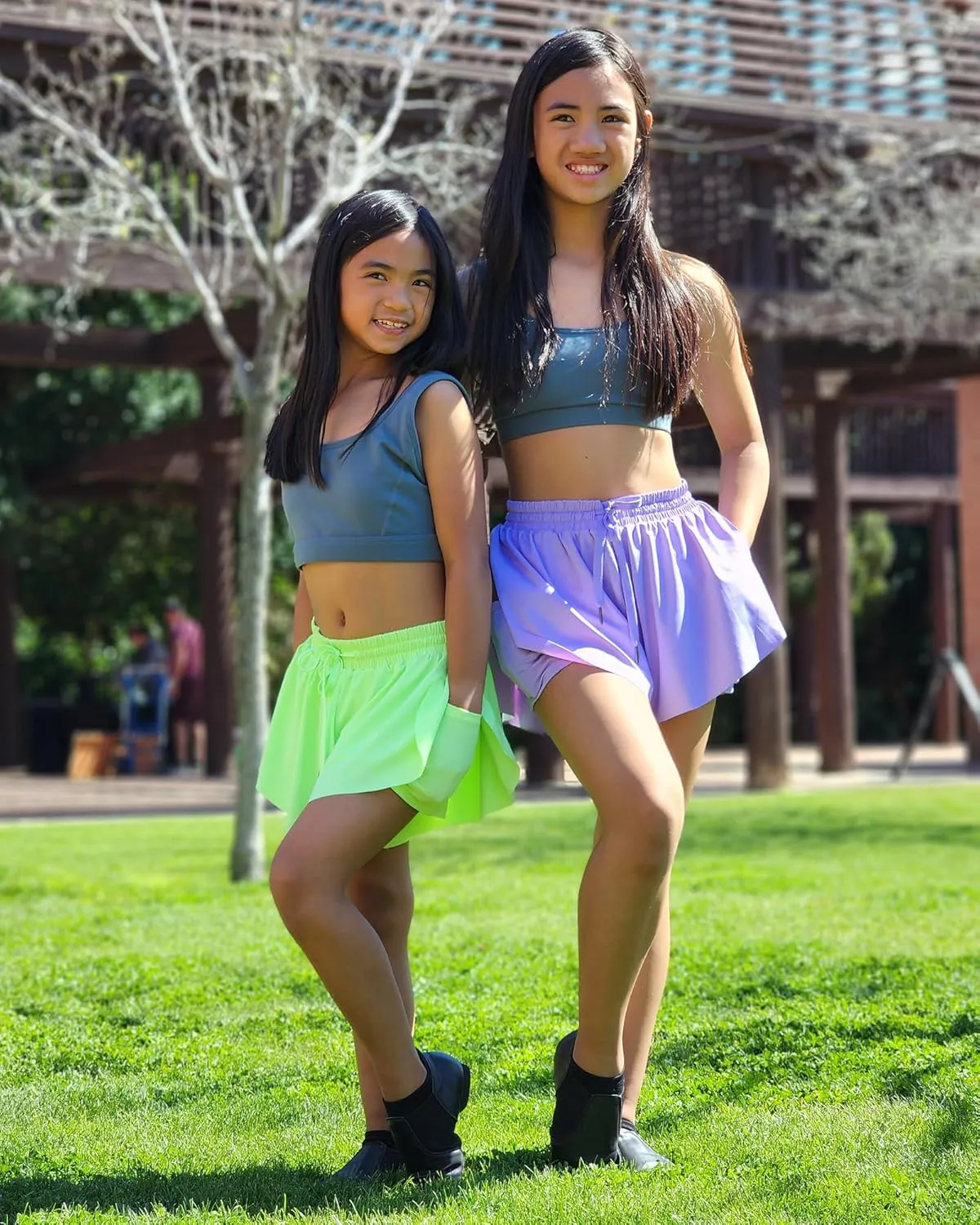 Stelle Girls Flowy Shorts with Pockets Athletic Running Skirt High Waist Butterfly 2 in 1 Sports Short 5-16 Years