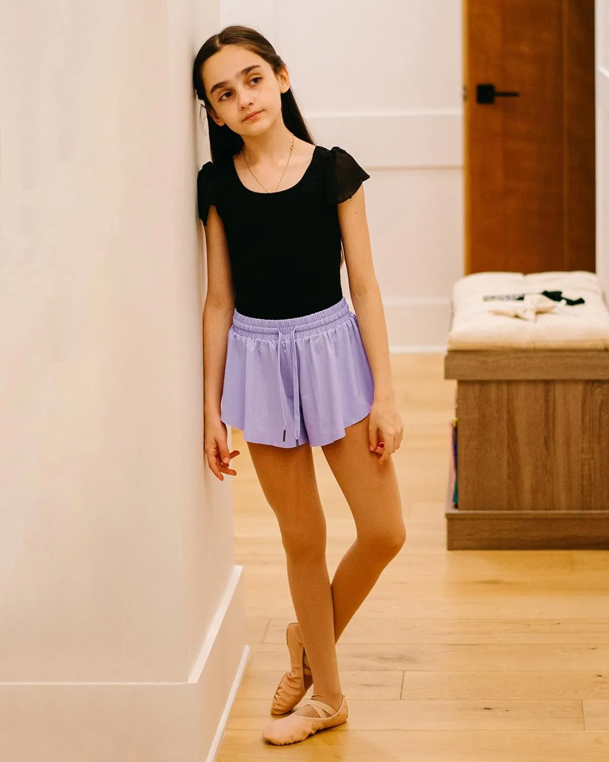 Stelle Girls Flowy Shorts with Pockets Athletic Running Skirt High Waist Butterfly 2 in 1 Sports Short 5-16 Years