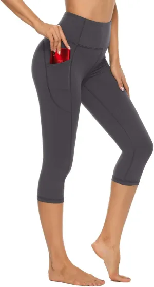 Stelle Women's Capri Yoga Pants with Pockets Essential High Waisted Legging for Workout