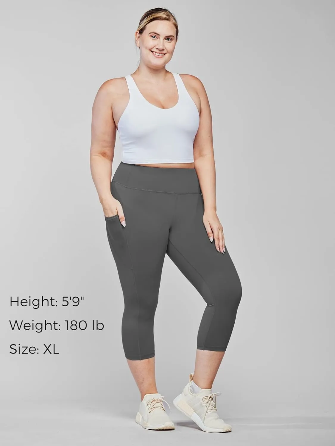 Stelle Women's Capri Yoga Pants with Pockets Essential High Waisted Legging for Workout
