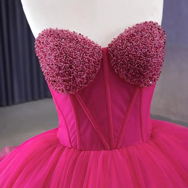 Stylish Luxury Evening Dresses Sweep Train Sleeveless Pleated Ball Gown