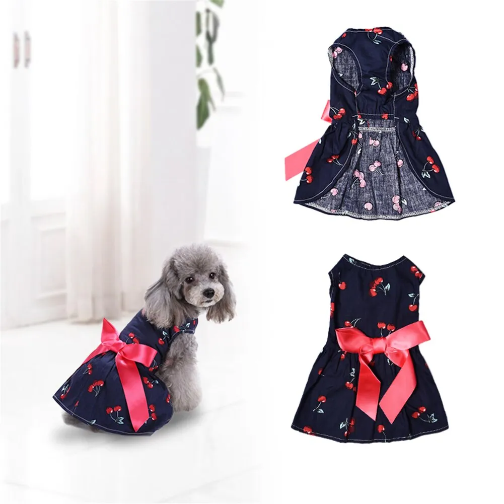 Summer Dog Dresses Cotton Cherry Patterns