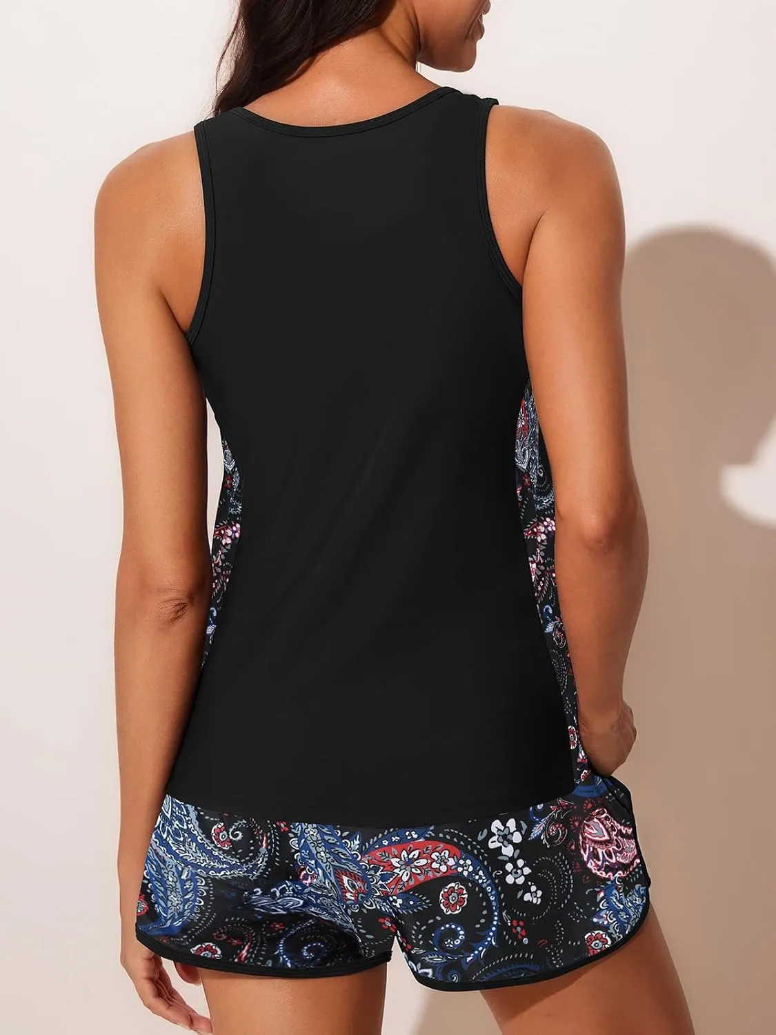 Summer Mae Blouson Tankini Swimsuits for Women 2025 Tummy Control Two Piece Bathing Suits with Sporty Pockets Swim Shorts