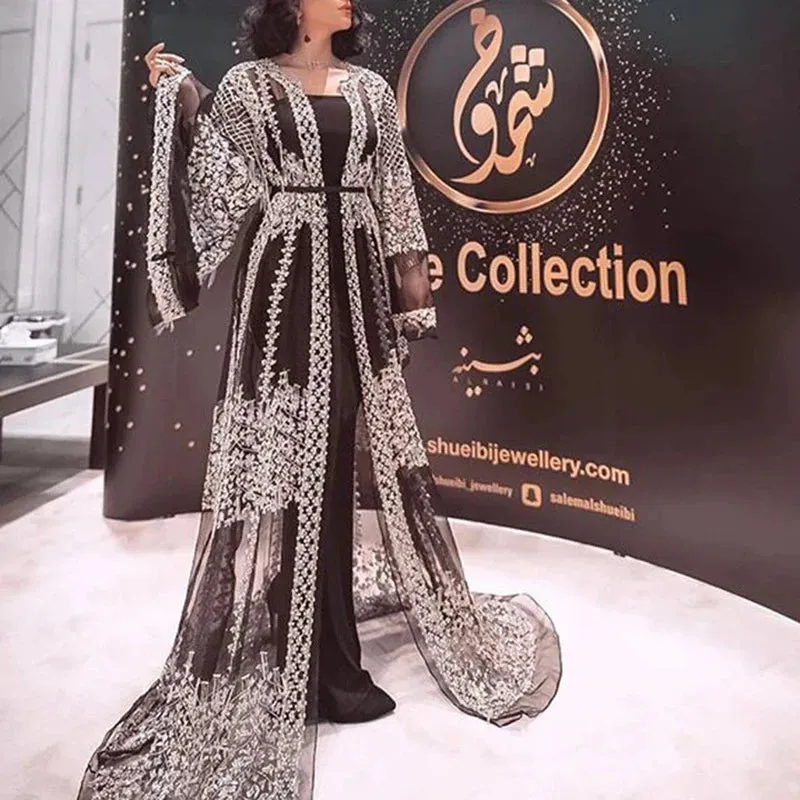 Swing Mesh Long Sleeve Evening Party Dress