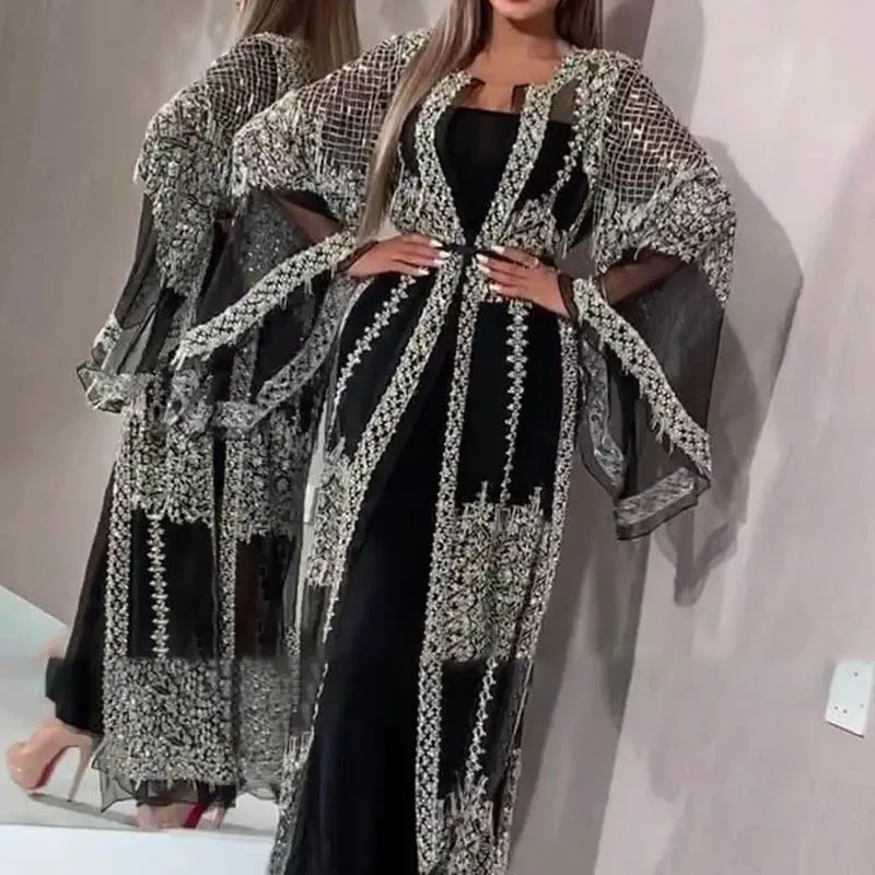 Swing Mesh Long Sleeve Evening Party Dress